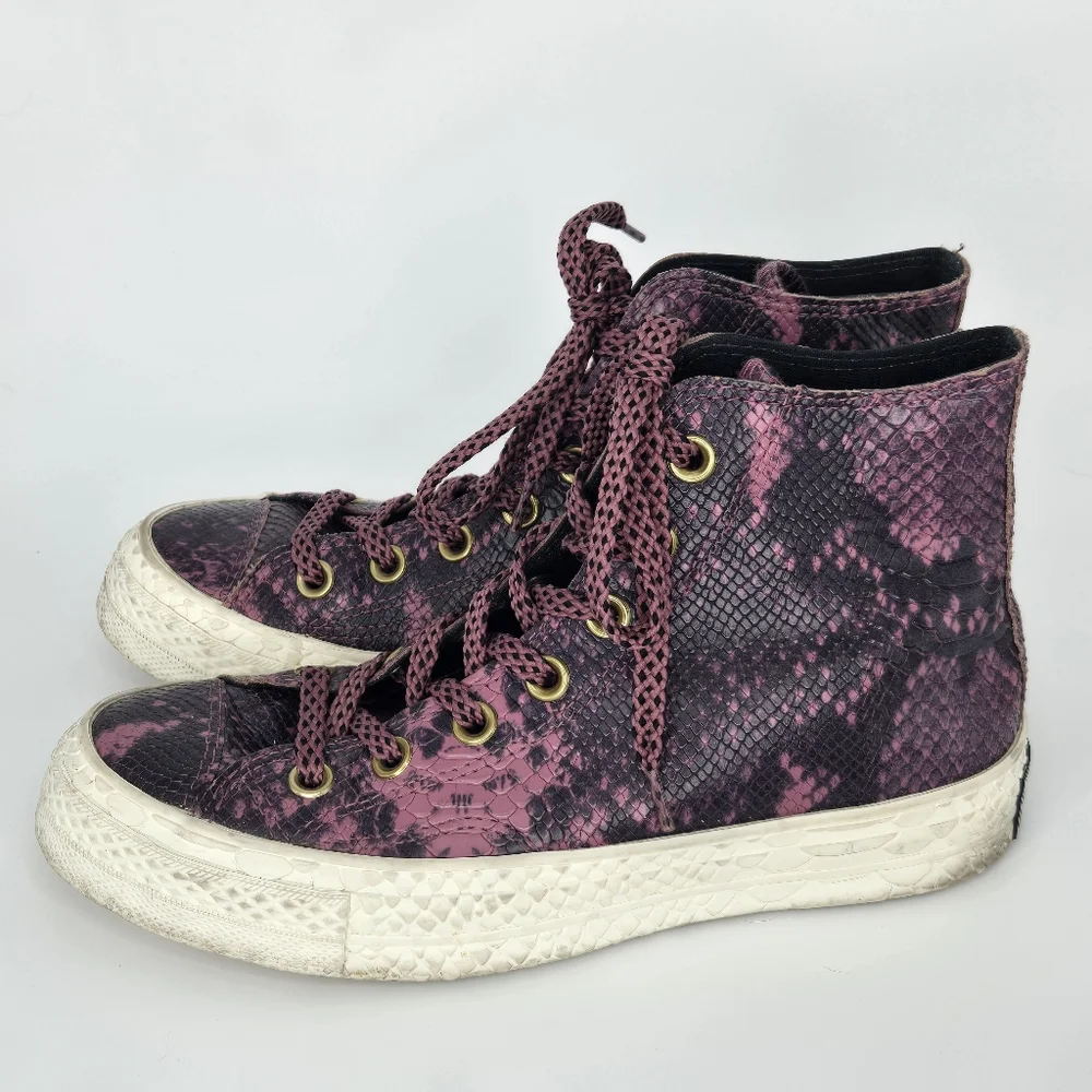 Converse chuck taylor high top sneakers purple black faux‎ snakeskin & texture 6 - Picture 4 of 10